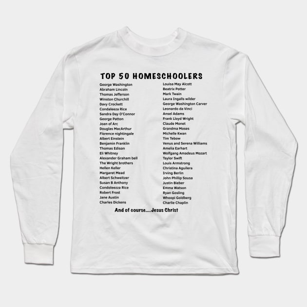 Top 50 Homeschoolers Long Sleeve T-Shirt by Making Faces Caricatures